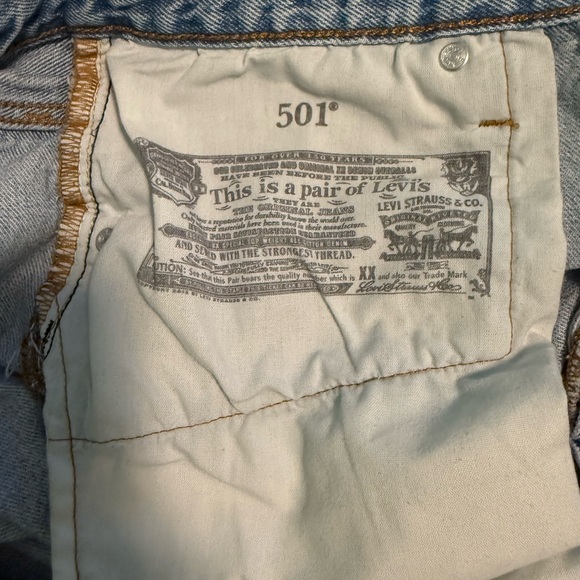 Levi's Light Blue Distressed Jean Shorts - Picture 3 of 4